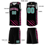 Custom Black Personalized Tiger Claw Pattern Sports Uniform Basketball Jersey