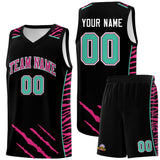 Custom Black Personalized Tiger Claw Pattern Sports Uniform Basketball Jersey