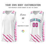 Custom White Personalized Tiger Claw Pattern Sports Uniform Basketball Jersey
