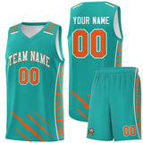 Custom Aqua Personalized Tiger Claw Pattern Sports Uniform Basketball Jersey