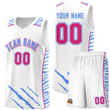 Custom White Personalized Tiger Claw Pattern Sports Uniform Basketball Jersey