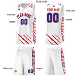 Custom White Personalized Tiger Claw Pattern Sports Uniform Basketball Jersey