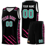 Custom Black Personalized Tiger Claw Pattern Sports Uniform Basketball Jersey