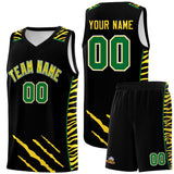 Custom Black Personalized Tiger Claw Pattern Sports Uniform Basketball Jersey