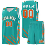 Custom Aqua Personalized Tiger Claw Pattern Sports Uniform Basketball Jersey