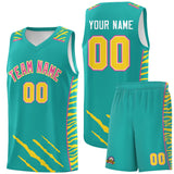 Custom Aqua Personalized Tiger Claw Pattern Sports Uniform Basketball Jersey