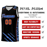 Custom Black Personalized Tiger Claw Pattern Sports Uniform Basketball Jersey