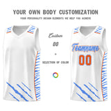 Custom White Personalized Tiger Claw Pattern Sports Uniform Basketball Jersey