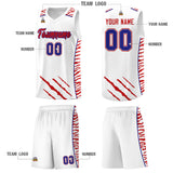 Custom White Personalized Tiger Claw Pattern Sports Uniform Basketball Jersey