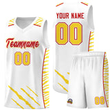 Custom White Personalized Tiger Claw Pattern Sports Uniform Basketball Jersey