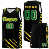 Custom Black Personalized Tiger Claw Pattern Sports Uniform Basketball Jersey