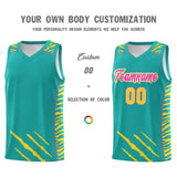 Custom Aqua Personalized Tiger Claw Pattern Sports Uniform Basketball Jersey