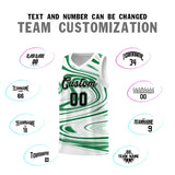 Custom White Kelly Green Graffiti Pattern Fluids Style Sports Uniform Basketball Jersey Sets