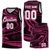 Custom Black Pink Graffiti Pattern Fluids Style Sports Uniform Basketball Jersey Sets