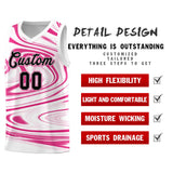 Custom White Pink Graffiti Pattern Fluids Style Sports Uniform Basketball Jersey Sets