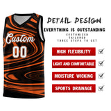 Custom Black Orange Graffiti Pattern Fluids Style Sports Uniform Basketball Jersey Sets