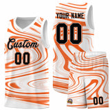 Custom White Orange Graffiti Pattern Fluids Style Sports Uniform Basketball Jersey Sets