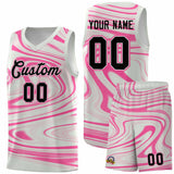 Custom Gray Pink Graffiti Pattern Fluids Style Sports Uniform Basketball Jersey Sets