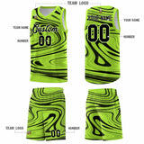 Custom Light Green Black Graffiti Pattern Fluids Style Sports Uniform Basketball Jersey Sets