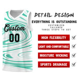 Custom White Bright Green Graffiti Pattern Fluids Style Sports Uniform Basketball Jersey Sets