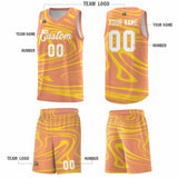 Custom Light Orange Gold Graffiti Pattern Fluids Style Sports Uniform Basketball Jersey Sets