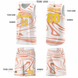Custom White Light Orange Graffiti Pattern Fluids Style Sports Uniform Basketball Jersey Sets