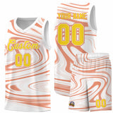 Custom White Light Orange Graffiti Pattern Fluids Style Sports Uniform Basketball Jersey Sets