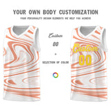 Custom White Light Orange Graffiti Pattern Fluids Style Sports Uniform Basketball Jersey Sets