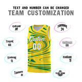 Custom Gold Kelly Green Graffiti Pattern Fluids Style Sports Uniform Basketball Jersey Sets