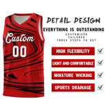 Custom Red Black Graffiti Pattern Fluids Style Sports Uniform Basketball Jersey Sets