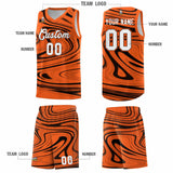 Custom Orange Black Graffiti Pattern Fluids Style Sports Uniform Basketball Jersey Sets