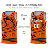 Custom Orange Black Graffiti Pattern Fluids Style Sports Uniform Basketball Jersey Sets