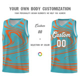 Custom Aqua Orange Graffiti Pattern Fluids Style Sports Uniform Basketball Jersey Sets
