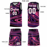 Custom Black Purple Graffiti Pattern Fluids Style Sports Uniform Basketball Jersey Sets