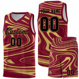Custom Crimson Khaki Graffiti Pattern Fluids Style Sports Uniform Basketball Jersey Sets