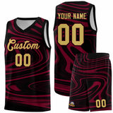 Custom Black Crimson Graffiti Pattern Fluids Style Sports Uniform Basketball Jersey Sets