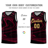 Custom Black Crimson Graffiti Pattern Fluids Style Sports Uniform Basketball Jersey Sets