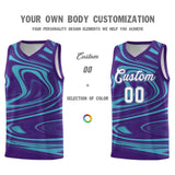 Custom Purple Aqua Graffiti Pattern Fluids Style Sports Uniform Basketball Jersey Sets