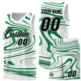 Custom White Kelly Green Graffiti Pattern Fluids Style Sports Uniform Basketball Jersey Sets