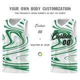 Custom White Kelly Green Graffiti Pattern Fluids Style Sports Uniform Basketball Jersey Sets