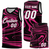 Custom Black Pink Graffiti Pattern Fluids Style Sports Uniform Basketball Jersey Sets