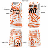 Custom White Orange Graffiti Pattern Fluids Style Sports Uniform Basketball Jersey Sets