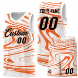 Custom White Orange Graffiti Pattern Fluids Style Sports Uniform Basketball Jersey Sets