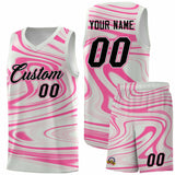 Custom Gray Pink Graffiti Pattern Fluids Style Sports Uniform Basketball Jersey Sets