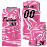 Custom Pink White Graffiti Pattern Fluids Style Sports Uniform Basketball Jersey Sets