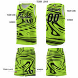 Custom Light Green Black Graffiti Pattern Fluids Style Sports Uniform Basketball Jersey Sets