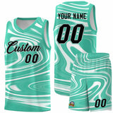 Custom Bright Green White Graffiti Pattern Fluids Style Sports Uniform Basketball Jersey Sets