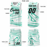 Custom White Bright Green Graffiti Pattern Fluids Style Sports Uniform Basketball Jersey Sets