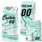 Custom White Bright Green Graffiti Pattern Fluids Style Sports Uniform Basketball Jersey Sets