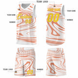 Custom White Light Orange Graffiti Pattern Fluids Style Sports Uniform Basketball Jersey Sets